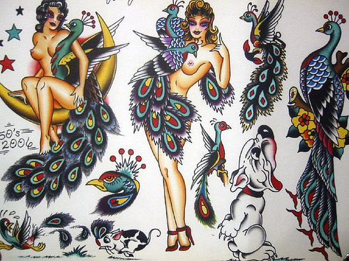  an Ed Hardy-esque tattoo theme. Think wallpaper that looks like this: